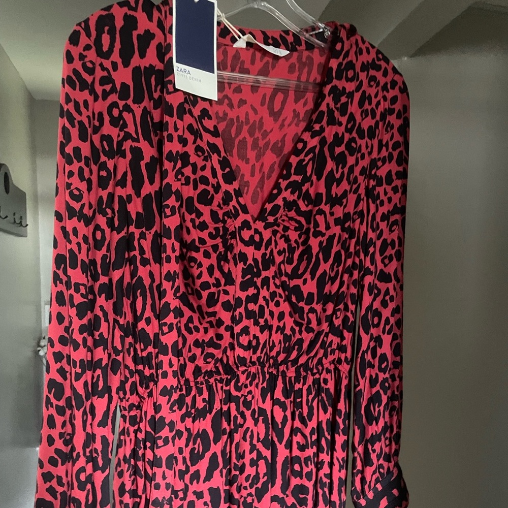 ZARA red leopard dress